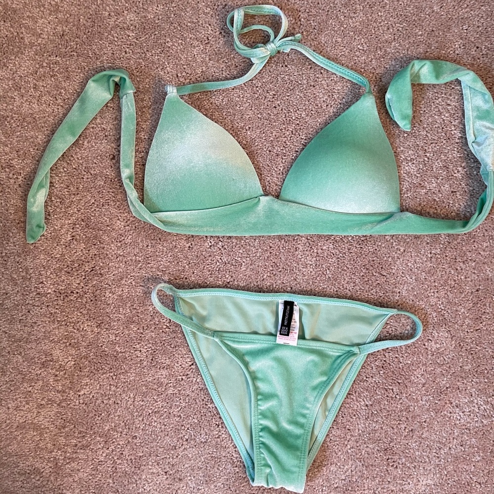 Green Velvet Bikini Top